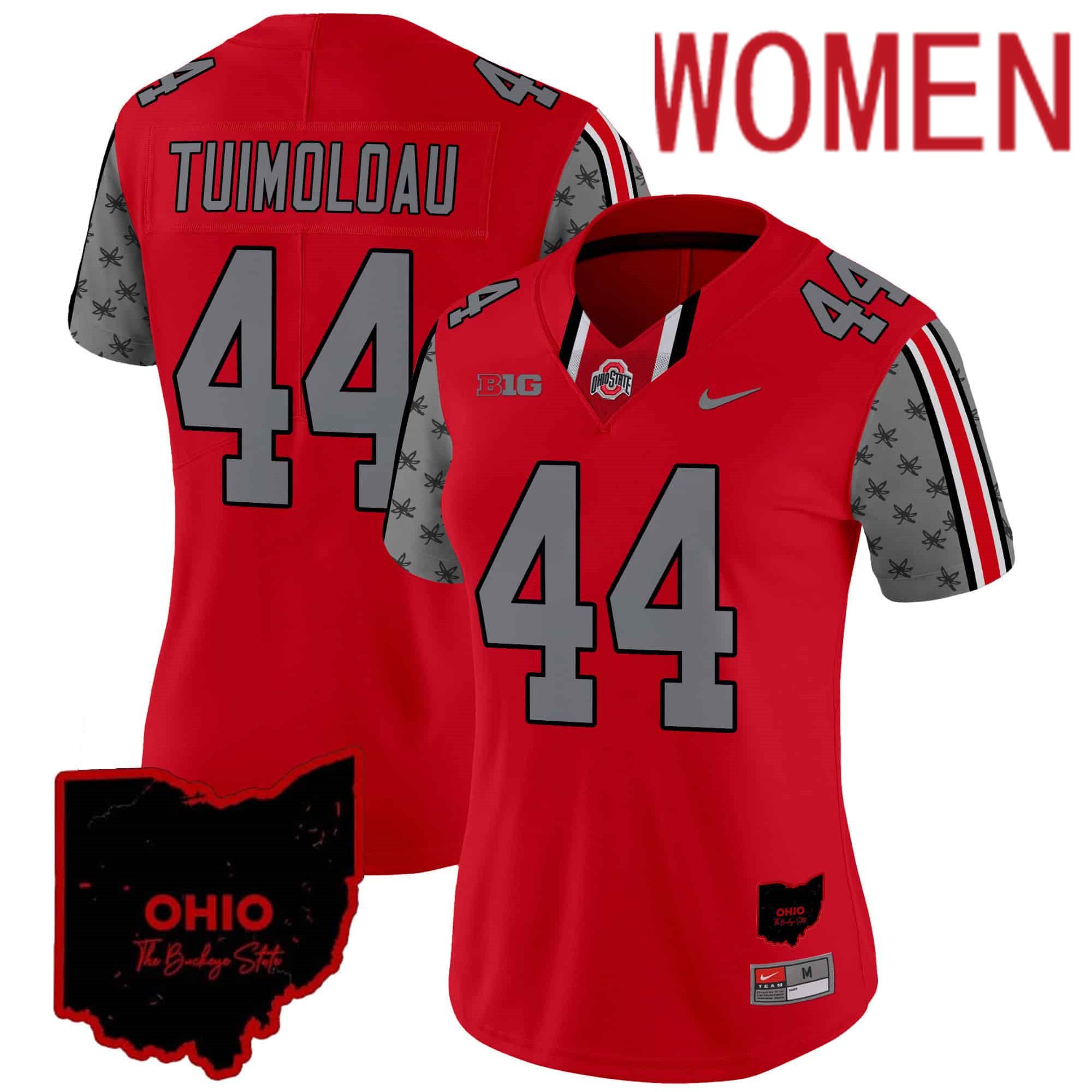 Women Ohio State Buckeyes #44 Tuimoloau Red 2024 Nike Home Patch Vapor Limited NCAA Jersey